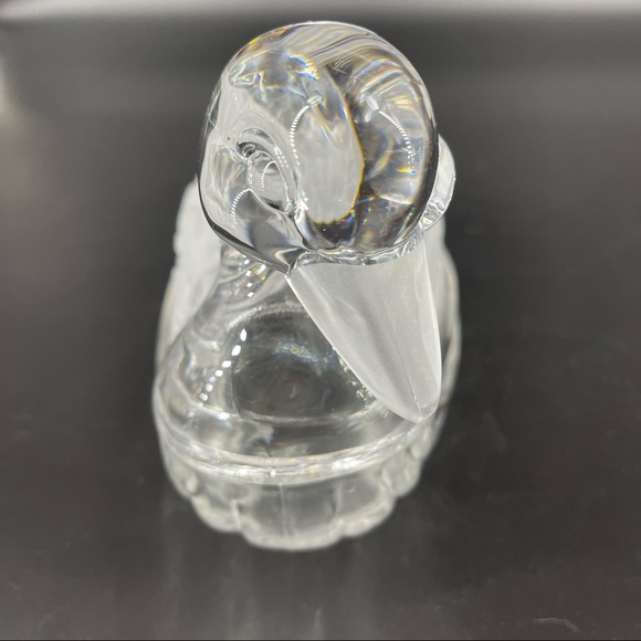 Vintage Clear Glass Duck Dish w/ Fitted Lid Clear & Frosted Heavy - Picture 8 of 11